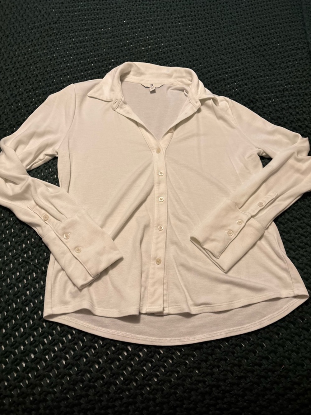 Banana Republic Cotton Cream Button-Up Collared Long Sleeve Top